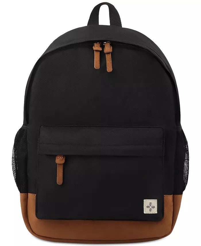 Translation missing: en.Sun + Stone Men's Riley Solid Backpack in Black-11-1/2" W x 16" H x 5-1/2" D
