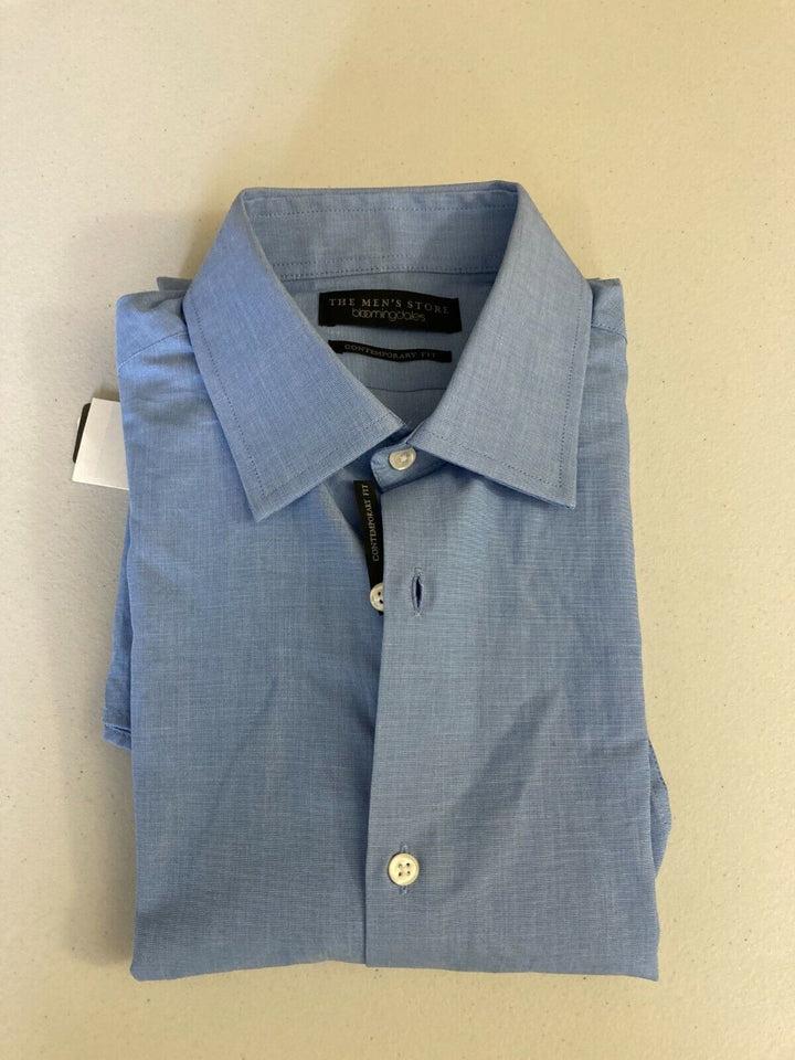Translation missing: en.The Men's Store Contemporary Fit End-on-End Solid Dress Shirt Blue Bay-15 34/35