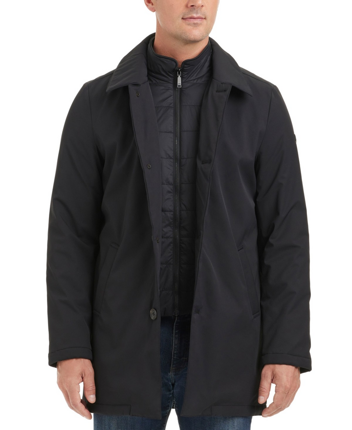 Translation missing: en.Vince Camuto Men's Refined Rain Coat with Bib Back Black-Medium