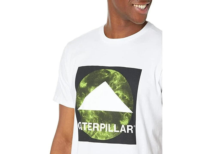 Translation missing: en.Caterpillar Men's All Cotton Connect Triangle Tee in White-Large