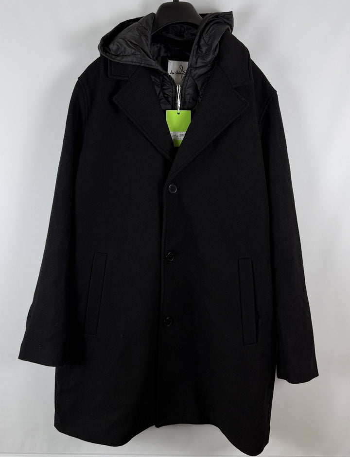 Translation missing: en.Sam Edelman Men's Single Breasted Coat with Quilted Bib Wool Blend Black-Large