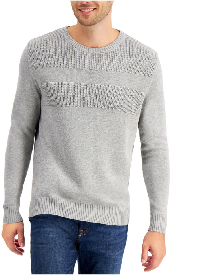 Translation missing: en.Club Room Men's Textured Cotton Sweater Soft Grey Heather-XL