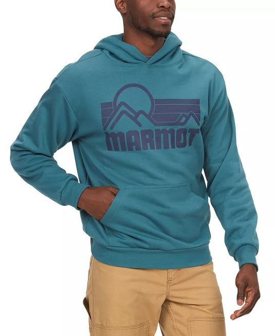Translation missing: en.Marmot Men's Coastal Logo-Print Fleece Hoodie - Moon River Teal-XL