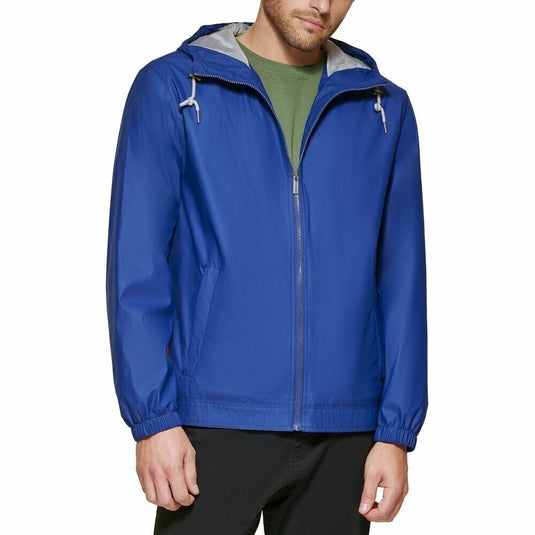 Translation missing: en.Club Room Men's Rubberized Lightweight Hooded Rain Jacket in Navy-Medium