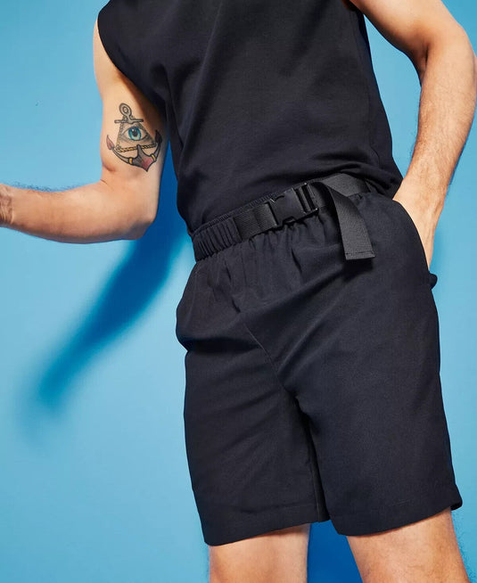 Translation missing: en.Royalty by Maluma Men's Relaxed-Fit Belted 7" Swim Trunks in Black-Large