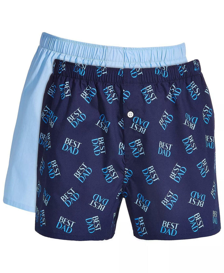 Translation missing: en.Club Room Men's 2-Pk. Regular-Fit Cotton Themed Best Dad Boxers Blue-XL