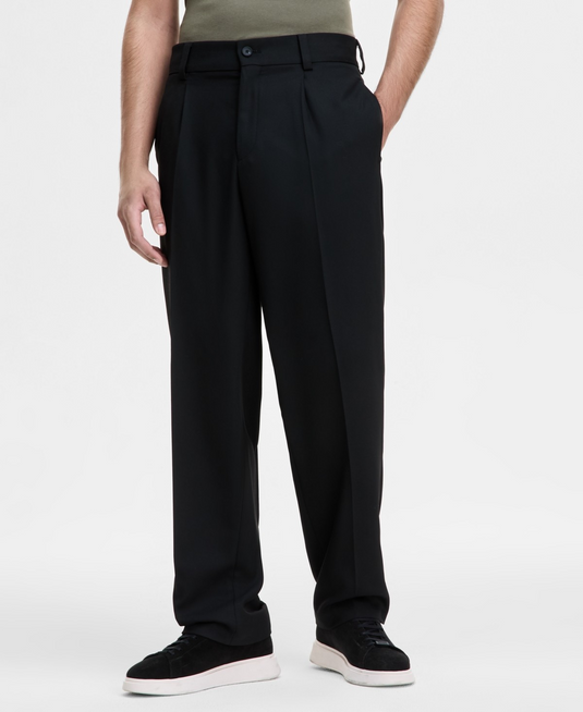 Translation missing: en.Hugo Boss Men's Flips251X Pants Size 34R Black Modern-Fit Unfinished Hem Stretch
