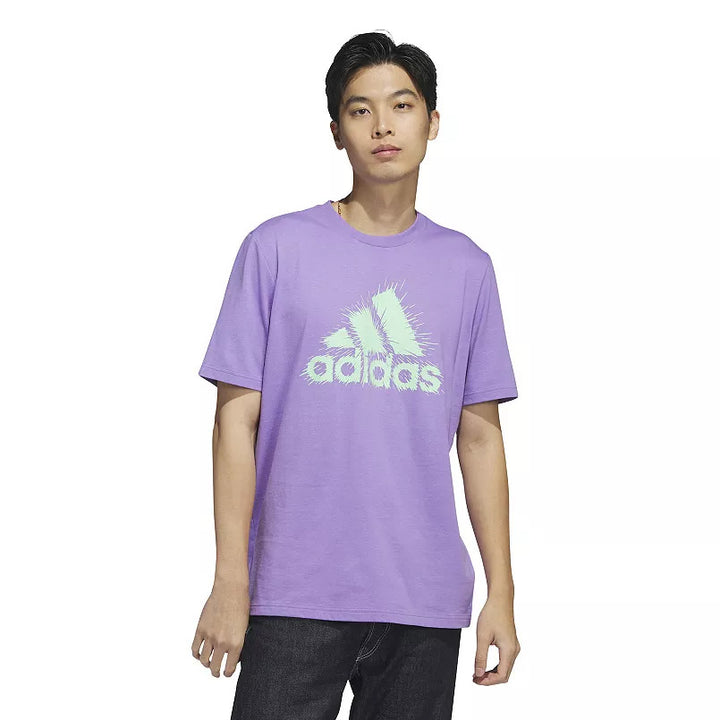 Translation missing: en.adidas Men's Short-Sleeve Logo-Graphic T-Shirt Violet/Mint Green-Small