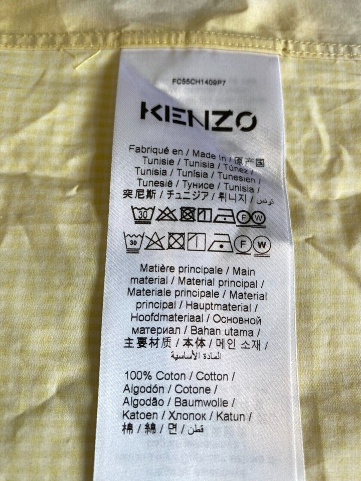 Translation missing: en.Kenzo Men's Cotton Floral Print Regular Fit Button Down Camp Shirt Lemon-Small