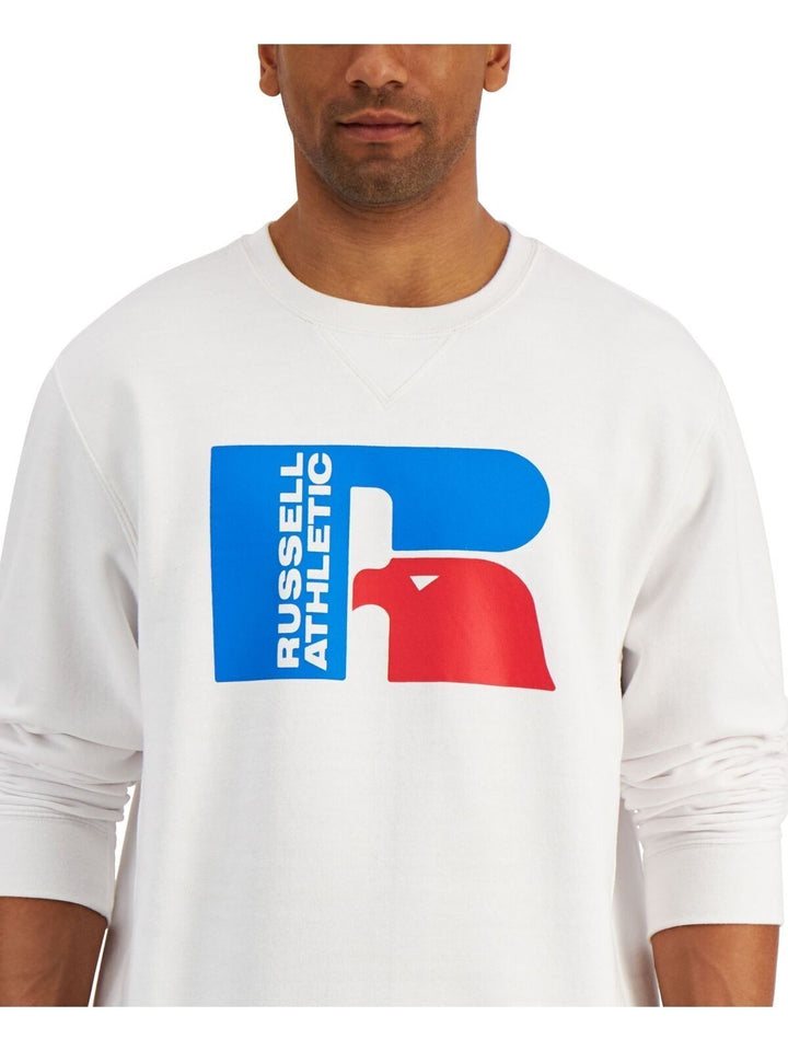 Translation missing: en.Russell Athletic Men's Ricardo Logo-Print Fleece Sweatshirt in White-Small