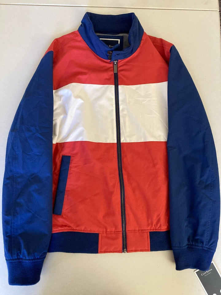 Translation missing: en.Club Room Men's Regular-Fit Color Block Bomber Jacket Red/White/Blue-Large