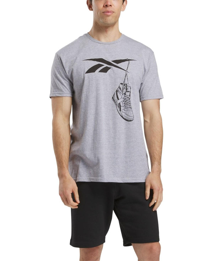 Translation missing: en.Reebok Graphic T-Shirt Heather Grey Size Large Men's Practice Logo Sneaker