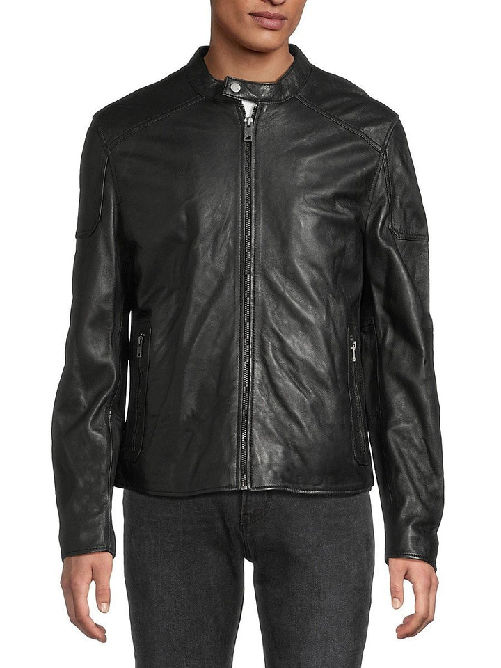 Translation missing: en.Marc New York Men's Maitlin Leather Moto Jacket Racer Style Black-Size Medium