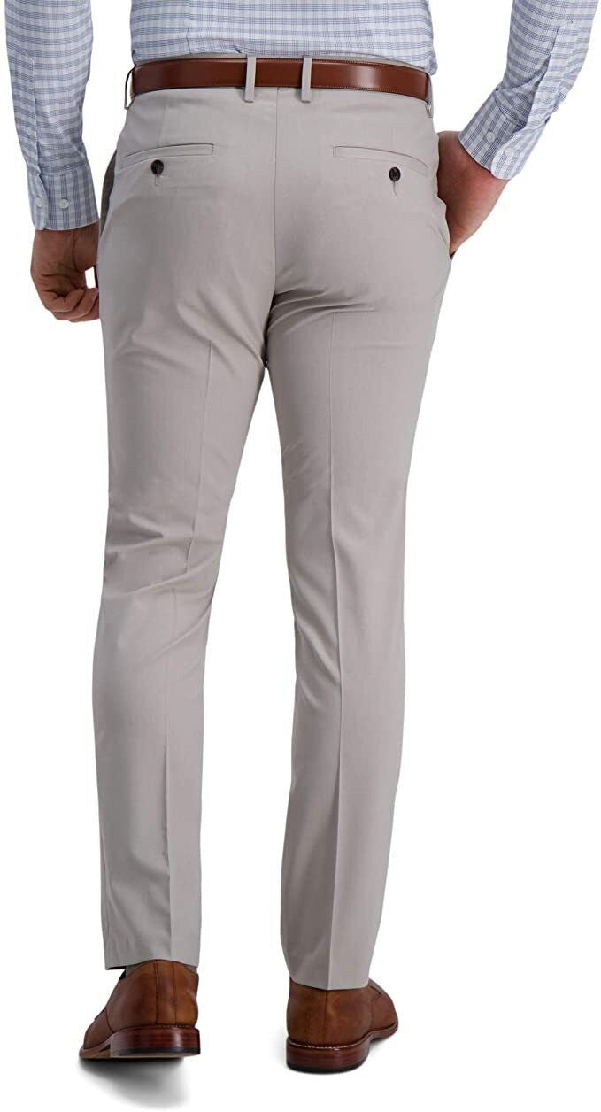 Translation missing: en.Kenneth Cole Reaction Mens Slim-Fit Stretch Heather Glen Plaid Pants Stone-34/34