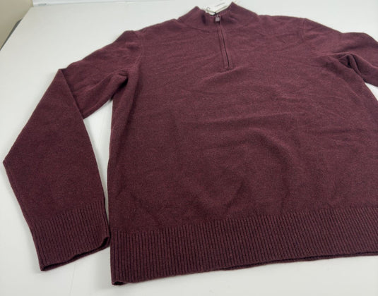 Translation missing: en.Calvin Klein Men's Ribbed-Trim Quarter-Zip Pullover SweaterTawny Port Heather-Sm