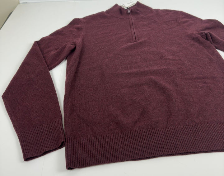 Translation missing: en.Calvin Klein Men's Ribbed-Trim Quarter-Zip Pullover SweaterTawny Port Heather-Sm