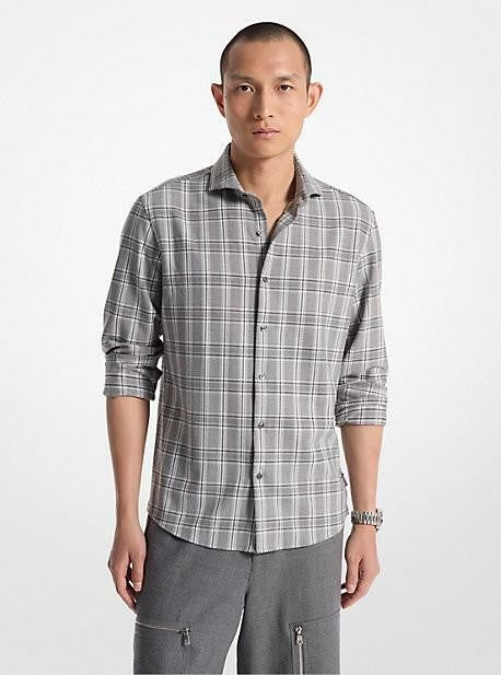 Translation missing: en.Michael Kors Men's Slim-Fit Stretch Prince of Wales Check Shirt Black-2XL