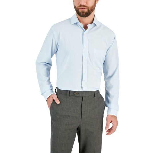 Translation missing: en.Club Room Men's Regular Fit Traveler Fine Stripe Dress Shirt Lt Blue-16 32/33