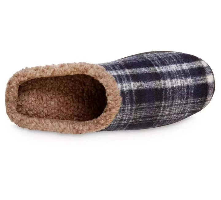 Translation missing: en.isotoner Advanced Memory Foam Plaid Berkley Hoodback Men's Slippers Navy-13-14