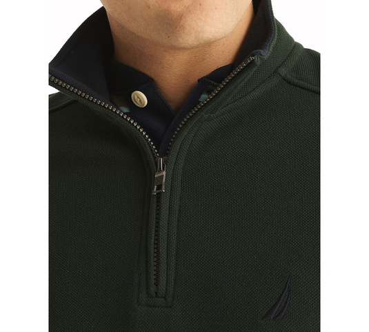 Translation missing: en.Nautica Men's Fleece Quarter-Zip Sweatshirt Kelp Seas Green Pique Fleece-Medium