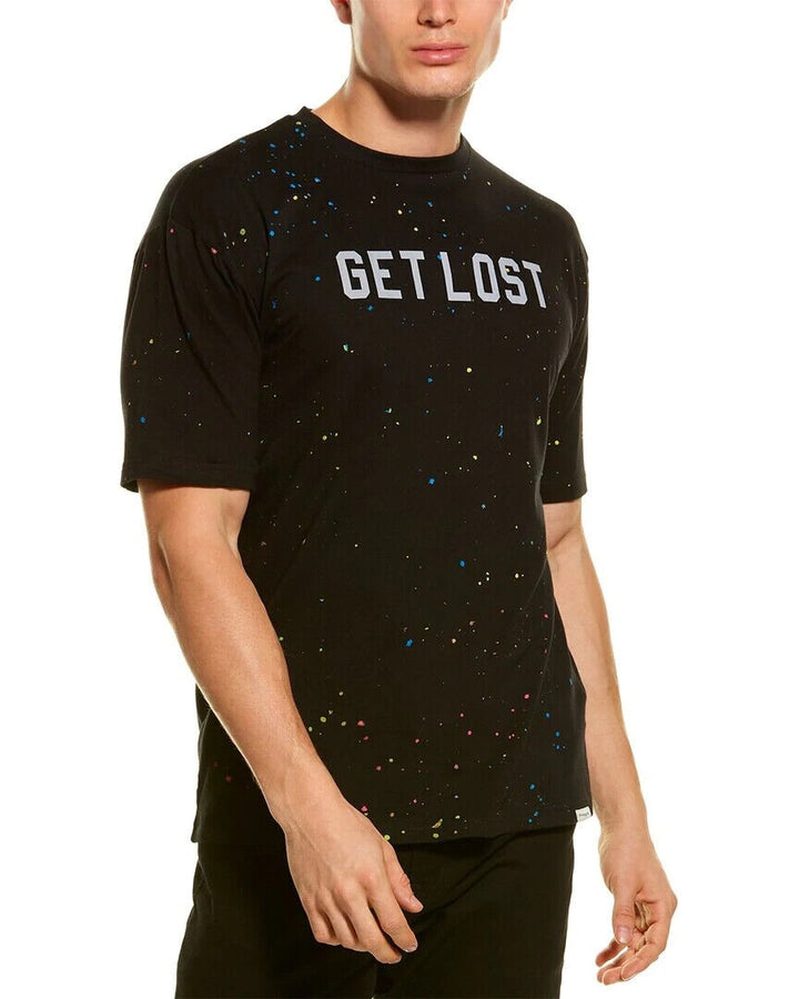 Translation missing: en.elevenparis Men's Get Lost Cotton Splatter Print Graphic Tee Black Multi-Large