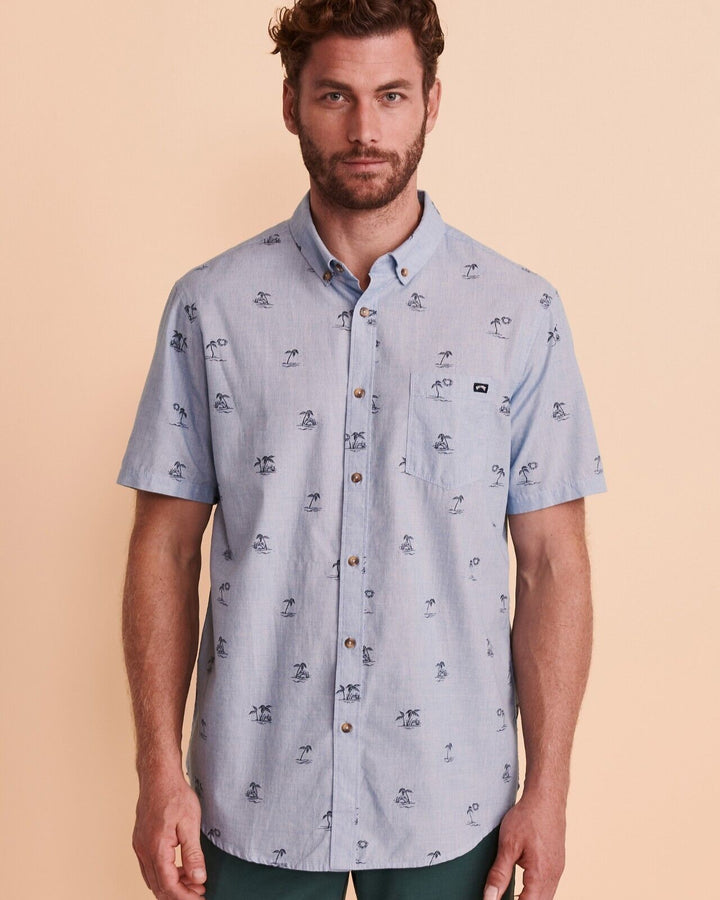 Translation missing: en.Billabong Men's Organic Cotton Sundays Mini Short Sleeve Shirt Mist Blue-Large