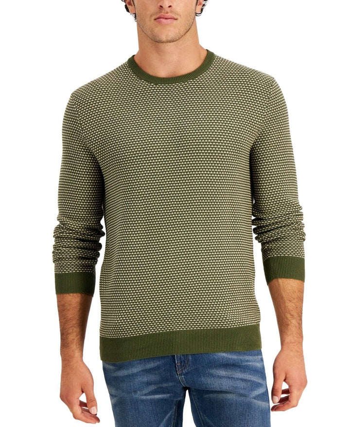 Translation missing: en.Club Room Men's Elevated Tonal Textured Sweater in Olive Green-Size XL