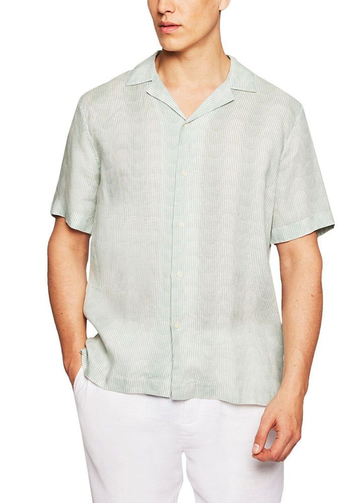 Translation missing: en.Frescobol Carioca  Men's Roberto Copacabana Sombra Print Linen Shirt Green-XL