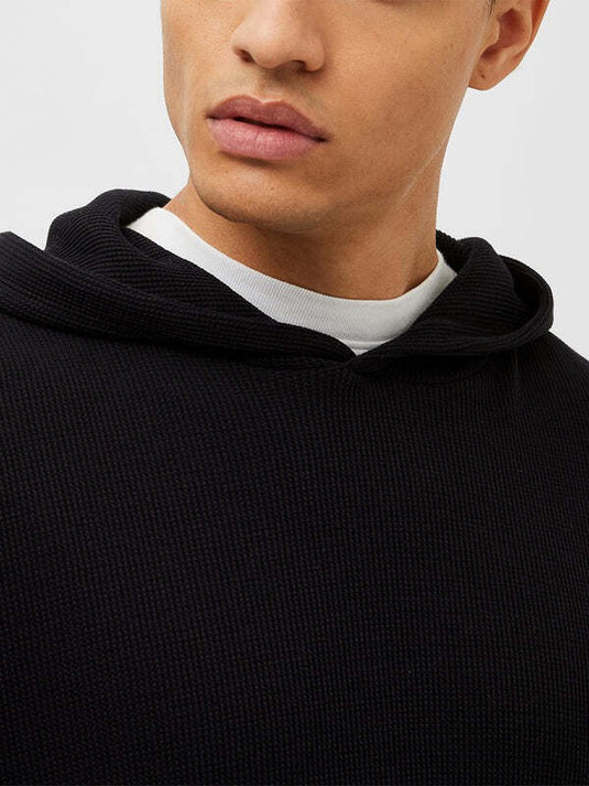 Translation missing: en.French Connection Men's Waffle Knit Cotton Hoodie in Black-Size Small