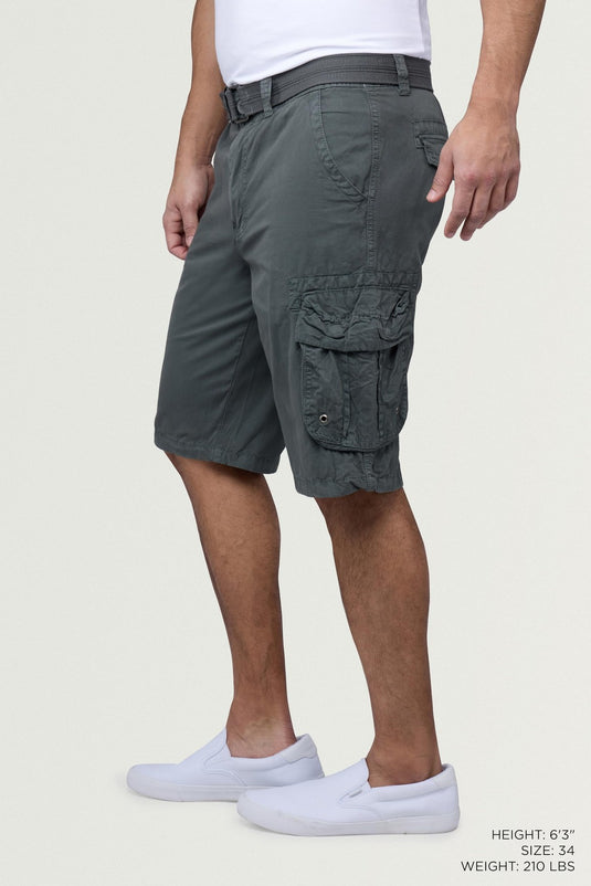 Translation missing: en.RAW X Men's Belted Classic Fit 12.5" Cotton Cargo Shorts Gray-34W