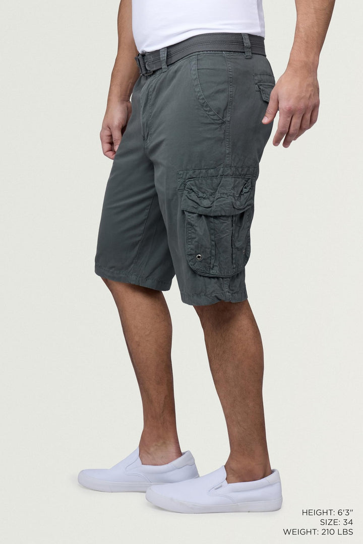 Translation missing: en.RAW X Men's Belted Classic Fit 12.5" Cotton Cargo Shorts Gray-34W