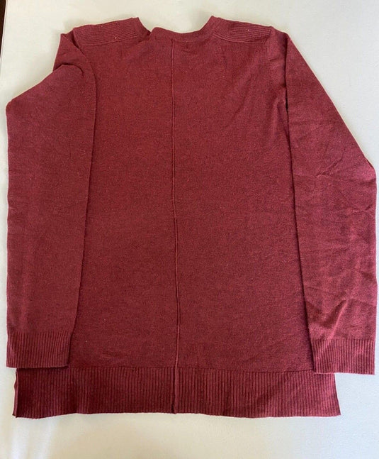 Translation missing: en.Karen Scott Plush Seamed Sweater, Merlot- Sz S