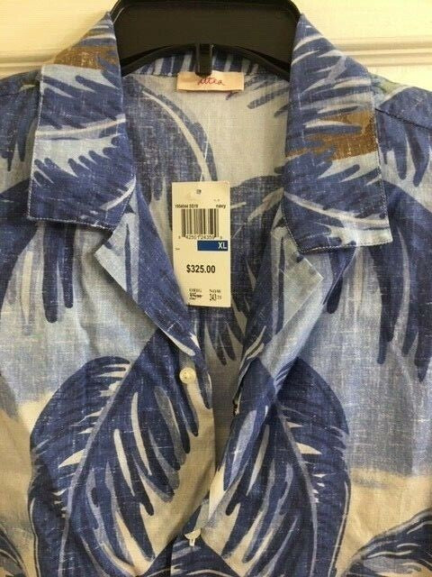 Translation missing: en.Altea Men's Premium Italian Cotton Palms Hawaiian  Button-Down Shirt-Size Small