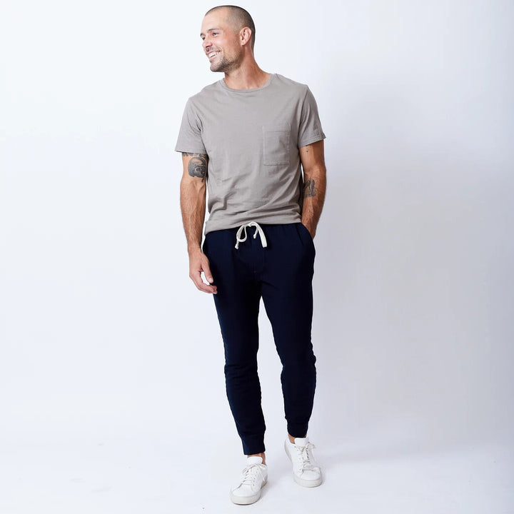 Translation missing: en.Monrow Men's Super soft Fleece Jogger in Inca Blue-Size 2XL