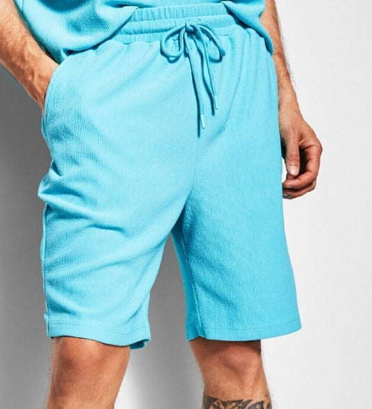 Translation missing: en.Royalty by Maluma Men's Relax-Fit Textured Ottoman Stripe Shorts Scuba Blue-Sm