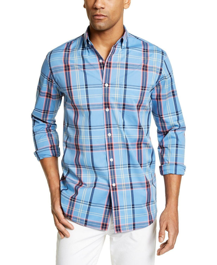 Translation missing: en.Club Room Men's LS Walton Stretch Plaid Shirt Coast Combo-Small