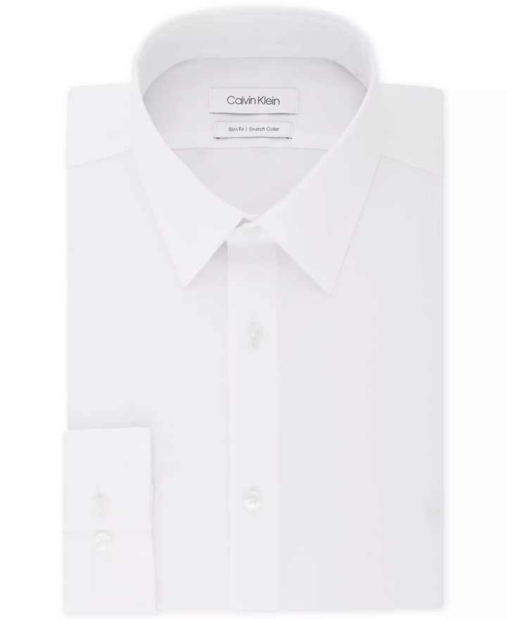 Translation missing: en.Calvin Klein Men's Dress Shirt White-17.5 34/35 Slim-Fit Stretch Collar Logo