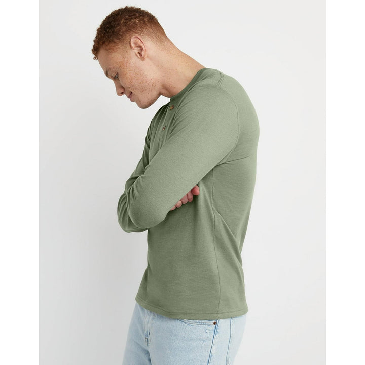 Translation missing: en.Hanes Originals Men's Cotton Long Sleeve Henley T-shirt Light Green-Large