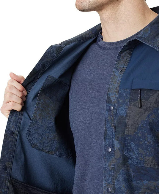 Translation missing: en.Bass Outdoor Utility Shacket Men's Small Navy Rock Camo Ripstop Shirt Jacket