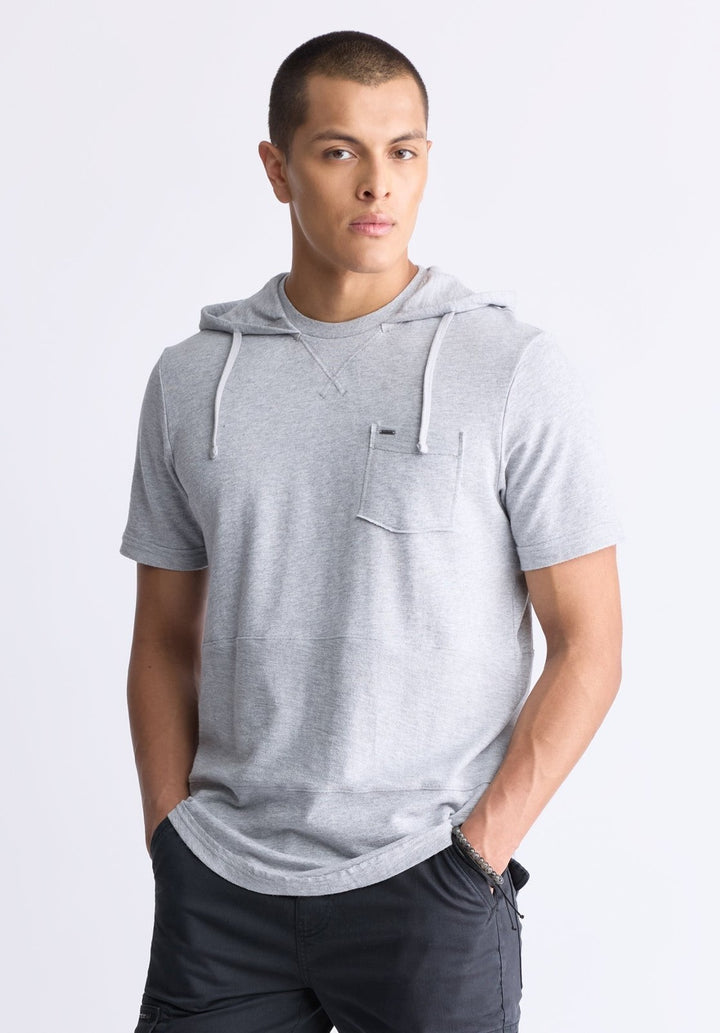 Translation missing: en.Buffalo David Men's Cotton Katoni Hooded T-Shirt - Heather Grey-Medium