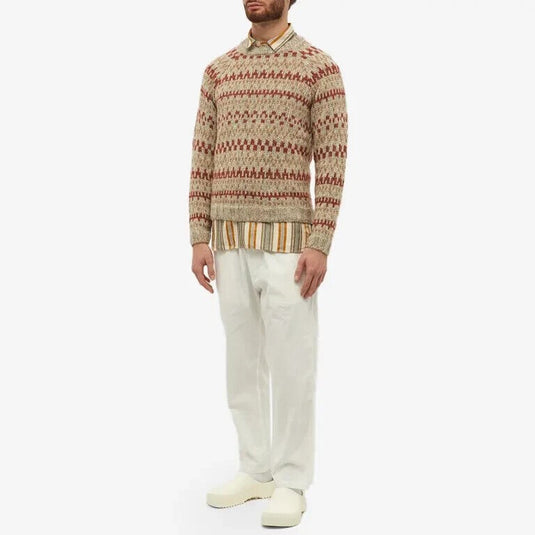 Translation missing: en.A.P.C. Men's Leonhard Crewneck Geometric Print Sweater Mastic Chine Multi-Small