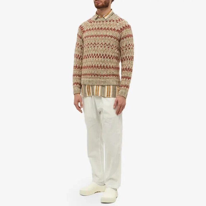 Translation missing: en.A.P.C. Men's Leonhard Crewneck Geometric Print Sweater Mastic Chine Multi-Small