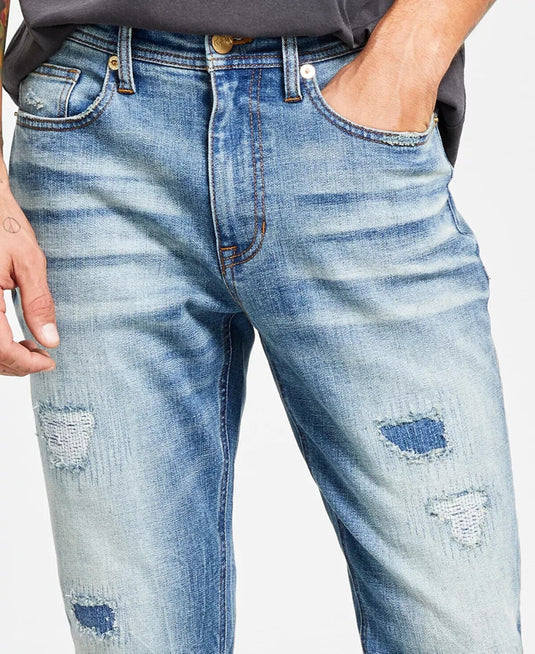 Translation missing: en.Heroes Motors Men's Slim-Straight Fit Distressed Jeans in Henderson Blue-32/32