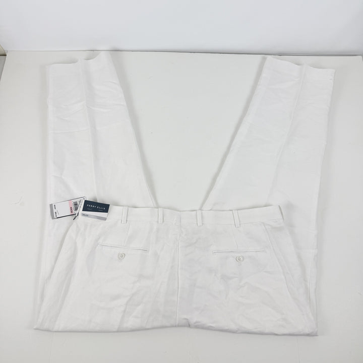 Translation missing: en.Perry Ellis Men's Linen Blend Solid Twill Pants - Bright White-40x30