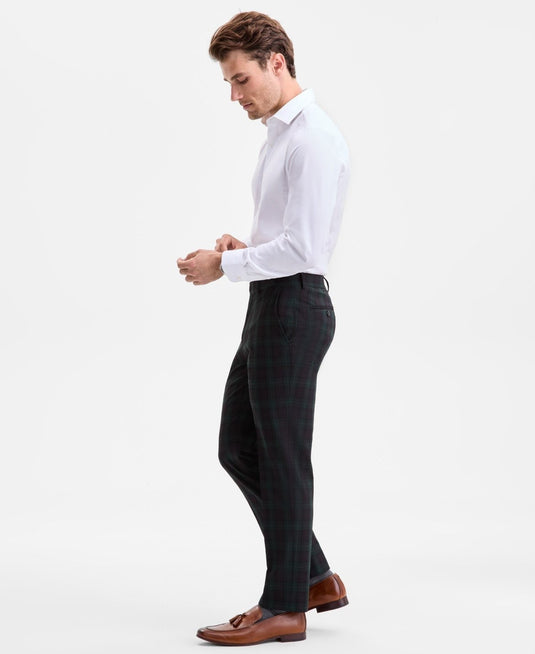 Translation missing: en.Bar III Men's Slim-Fit Plaid Suit Separate Dress Pants Green Burgundy-33x32