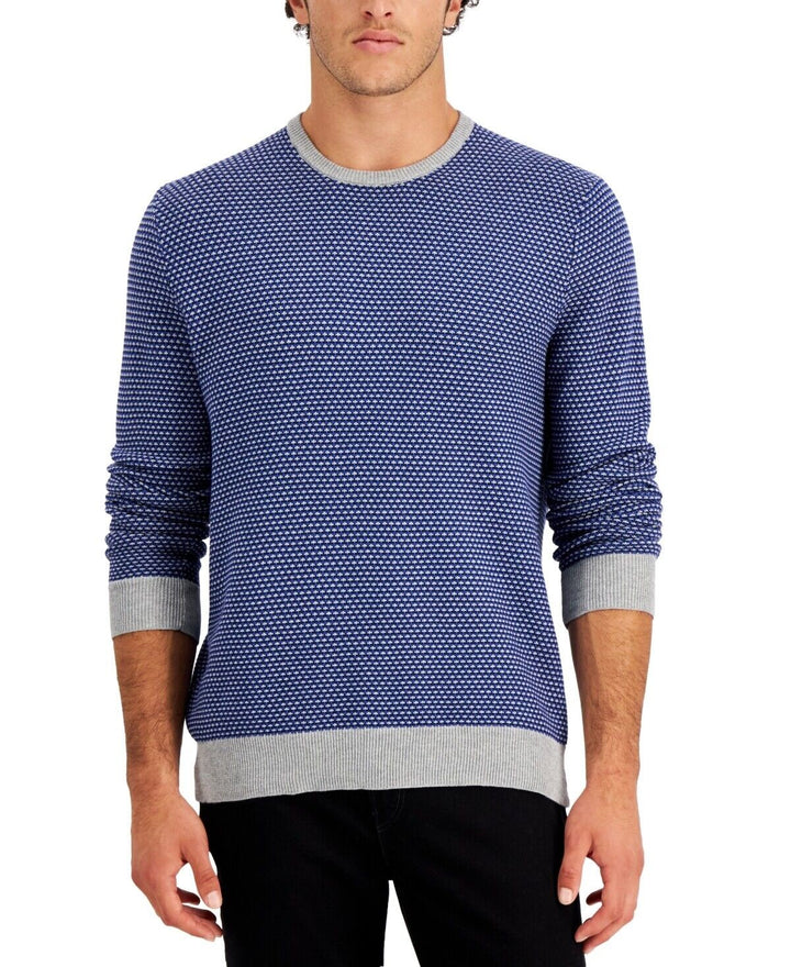 Translation missing: en.Club Room Men's Elevated Tonal Textured Sweater in Navy-Size Medium