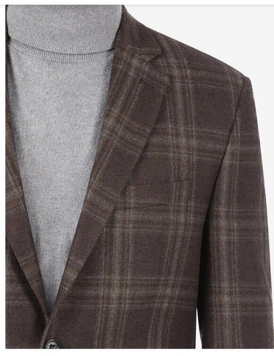 Translation missing: en.Lauren Ralph Lauren Lexington Men's Flex Plaid Wool-Blend Blazer Brown-43R