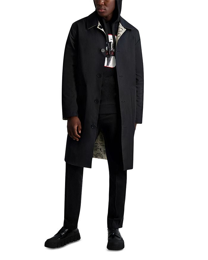 Translation missing: en.Karl Lagerfeld Mens Limited Edition Slim Fit Reversible Trench Coat Black-Medium