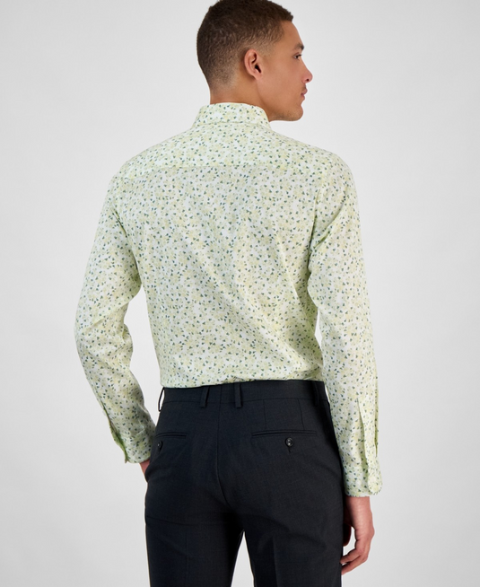 Translation missing: en.Bar III Dress Shirt 16-16.5 34/35 White Sage Men's Slim Fit Boboli Floral Print