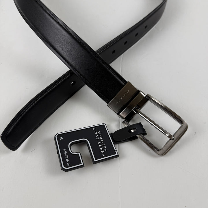 Translation missing: en.Perry Ellis Portfolio Men's V-Day Reversible Belt  Black Burgundy-L 36-38W